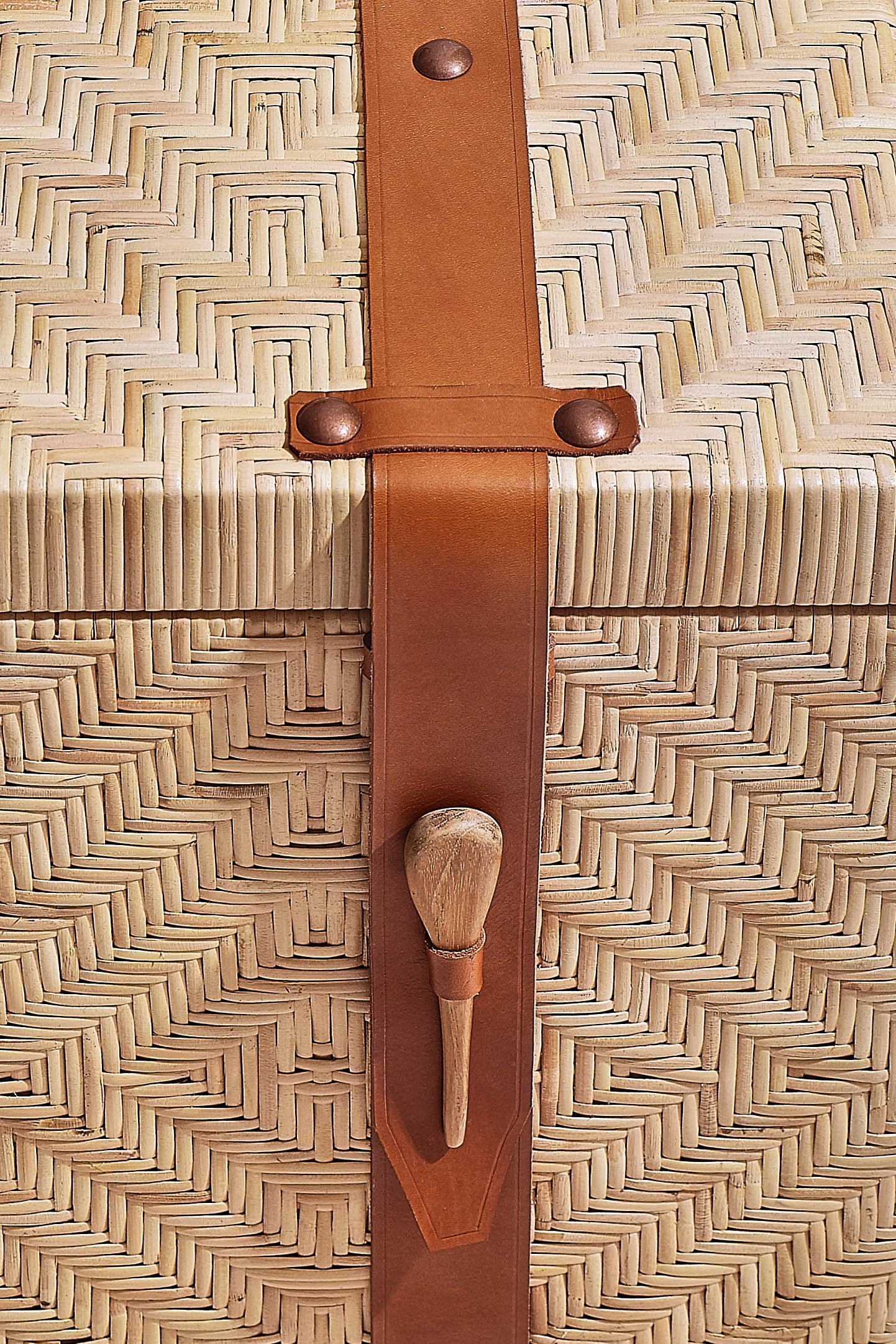 Home Edition 12- Rattan box with camel leather straps troffle