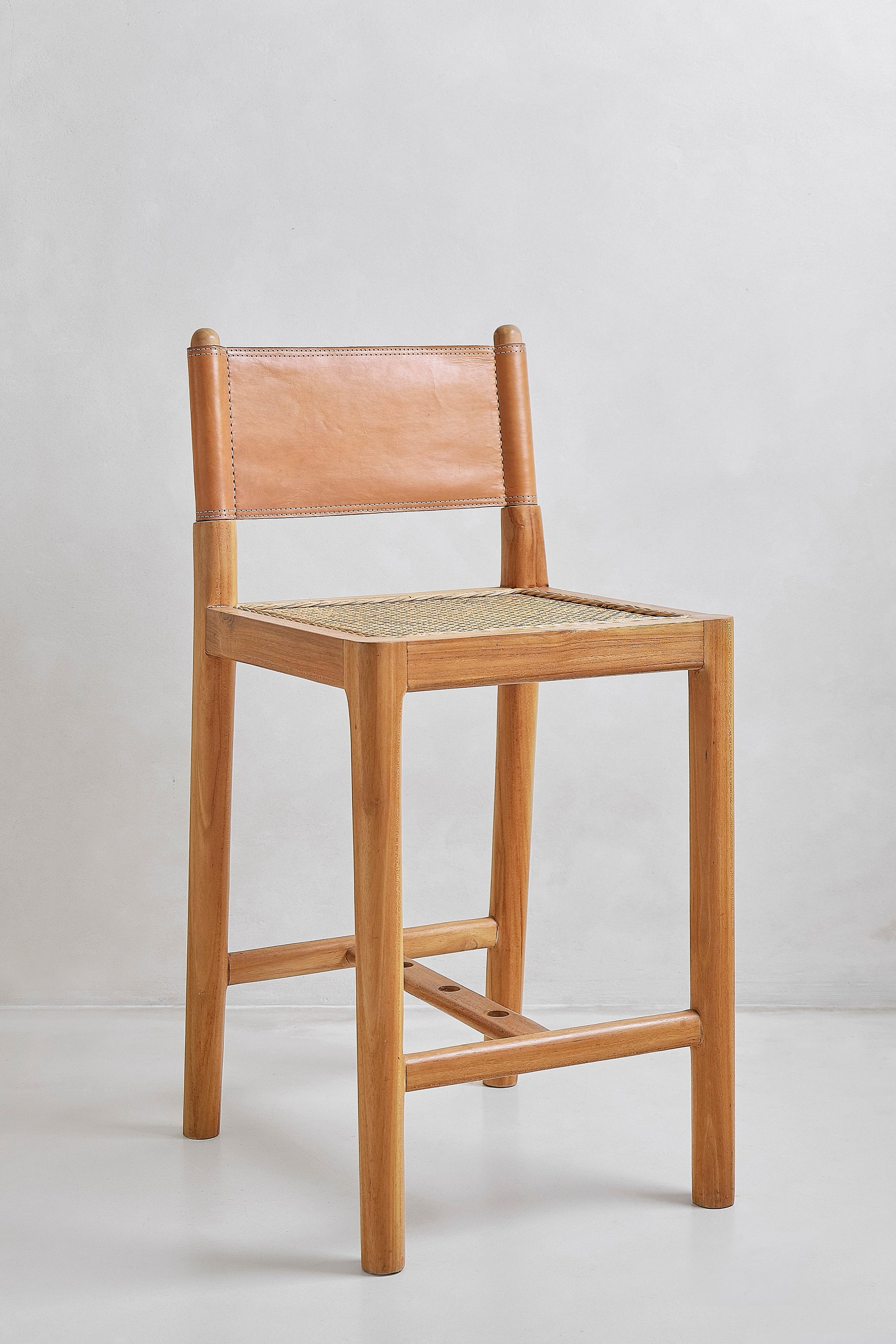 Miami Leather Rattan Stool