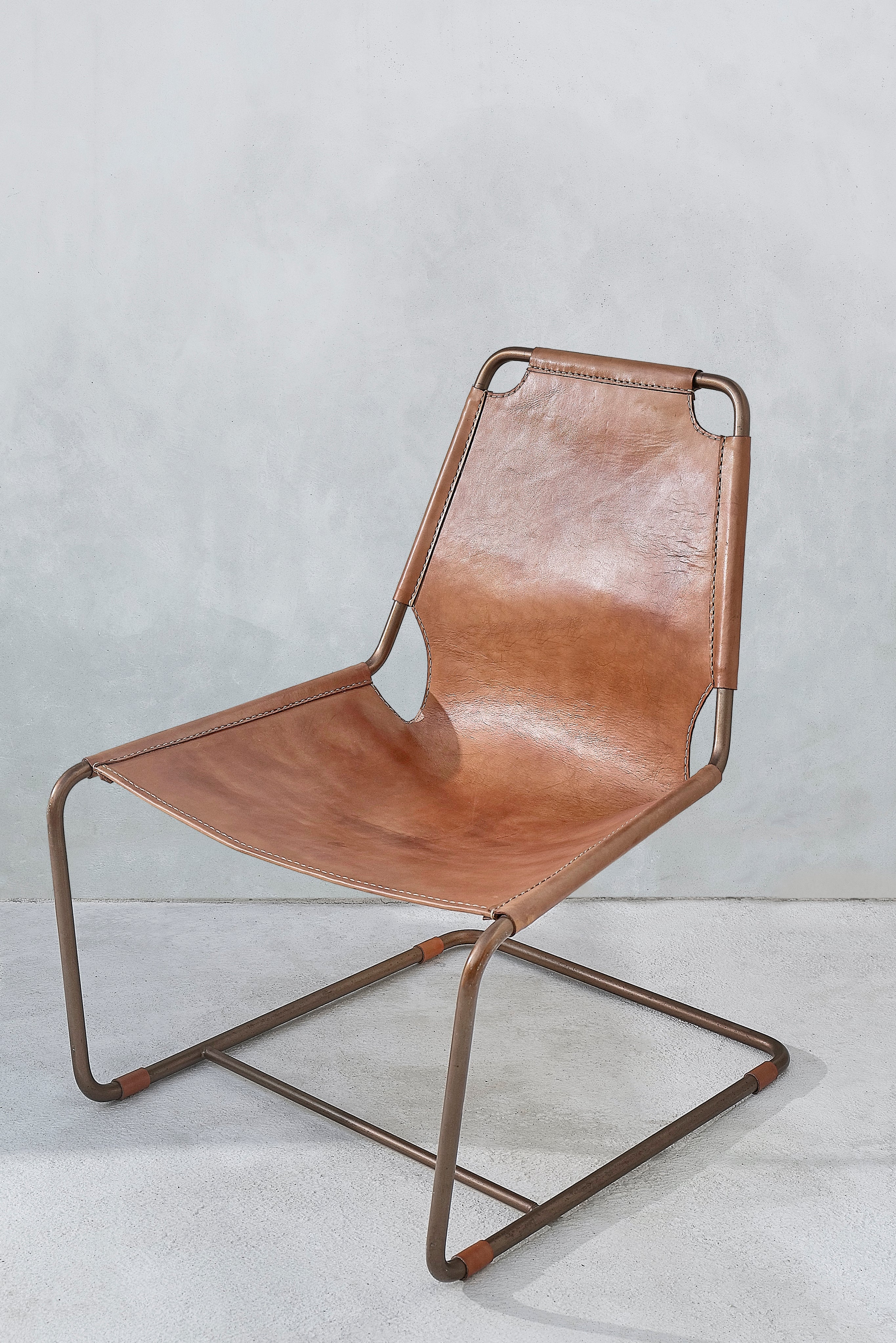 Home Edition 22- Leather Steel frame lounge chair- in bronze or black steel troffle