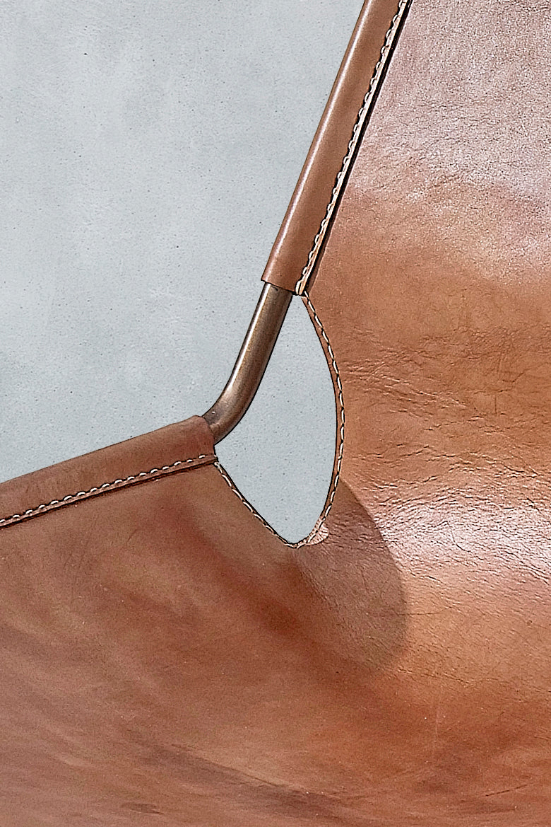 Home Edition 22- Leather Steel frame lounge chair- in bronze or black steel troffle