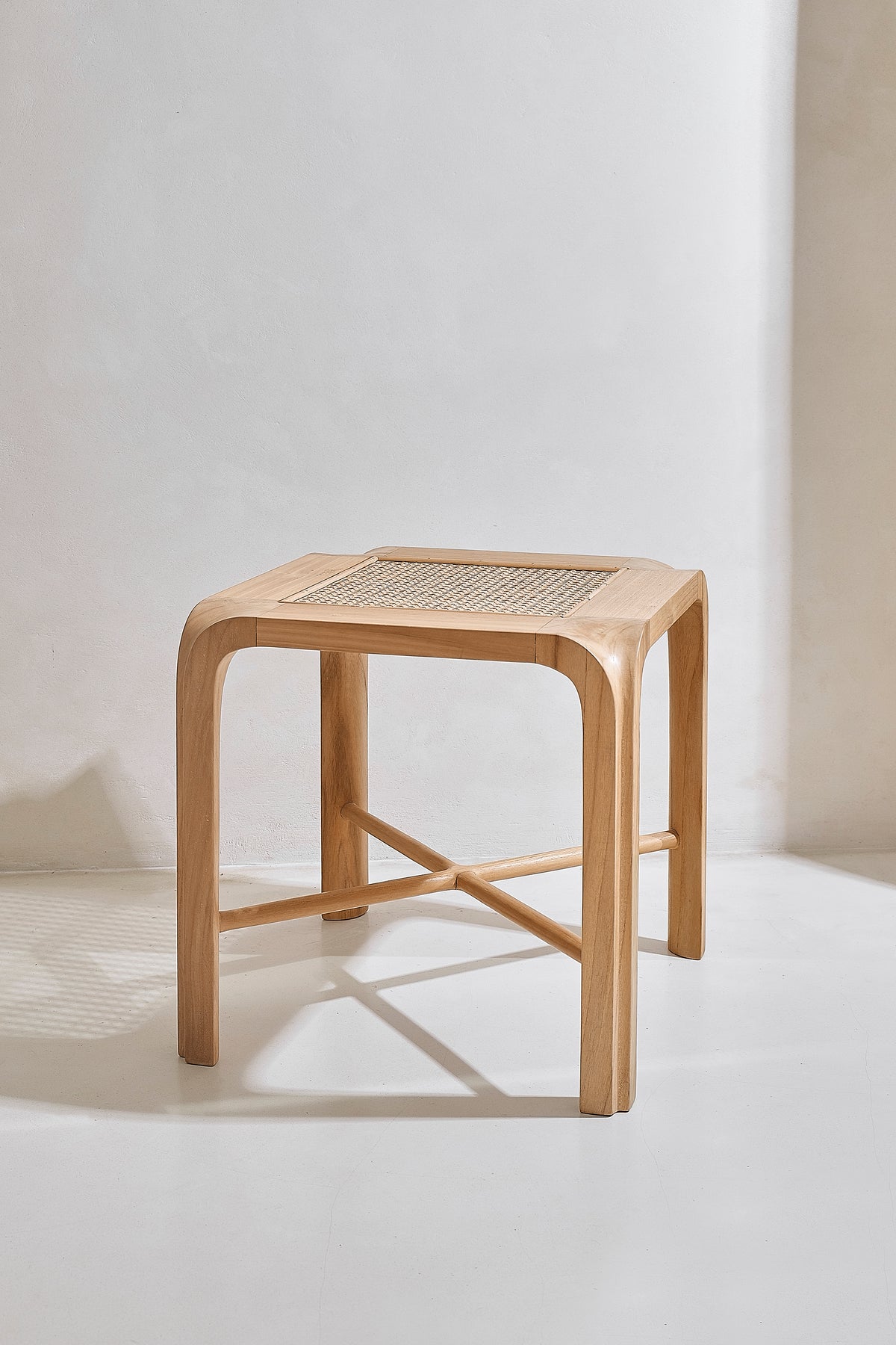 Willow Rattan Teak Side Table