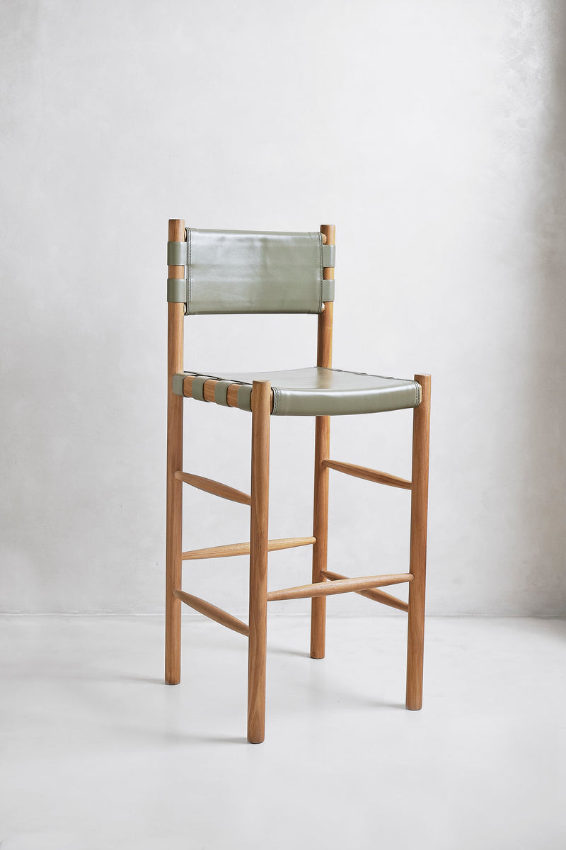 Bailey Top Grain Leather Bar Stool handcrafted in Indonesia