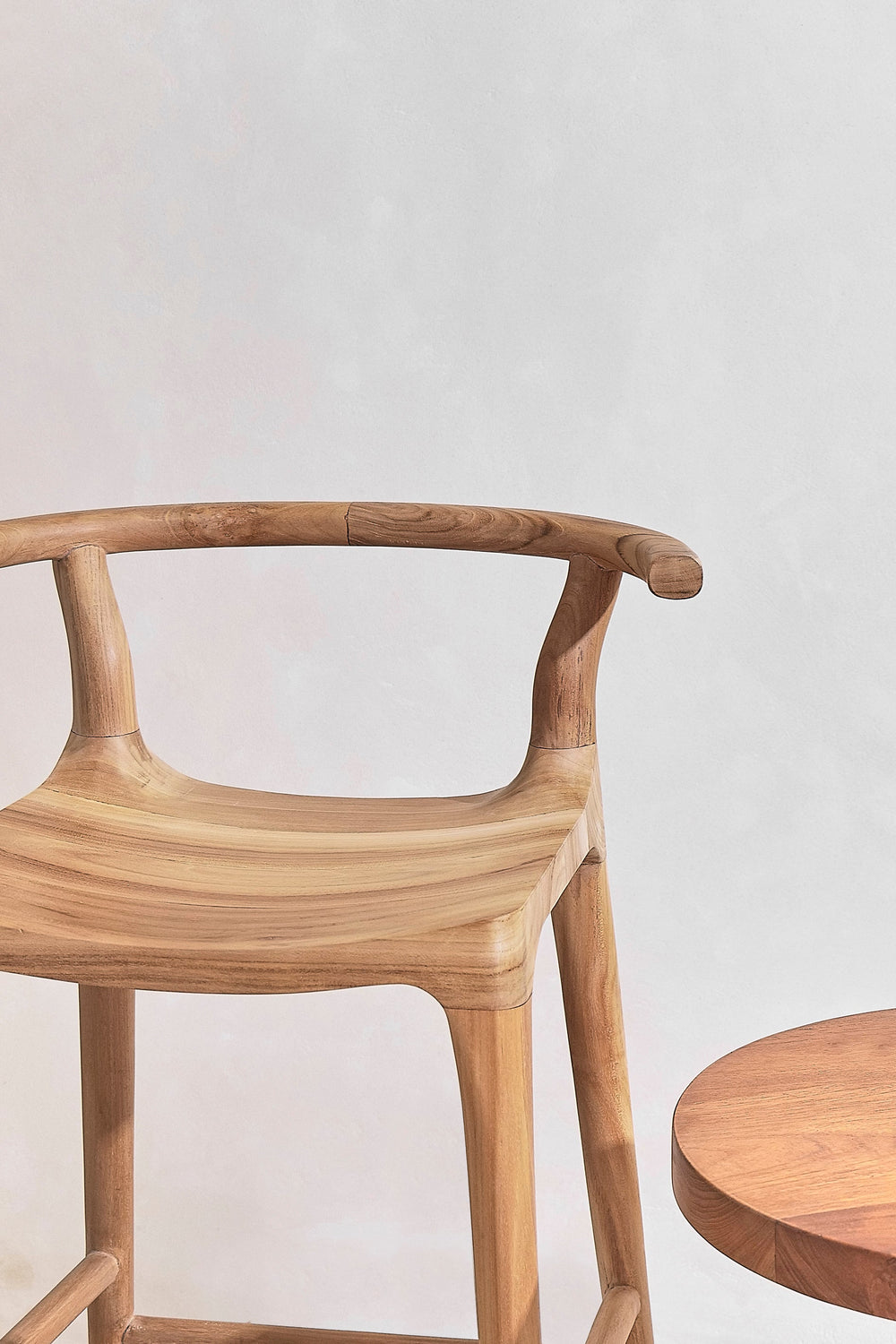 Copenhagen Curved Teak Bar Stool handcrafted in Indonesia