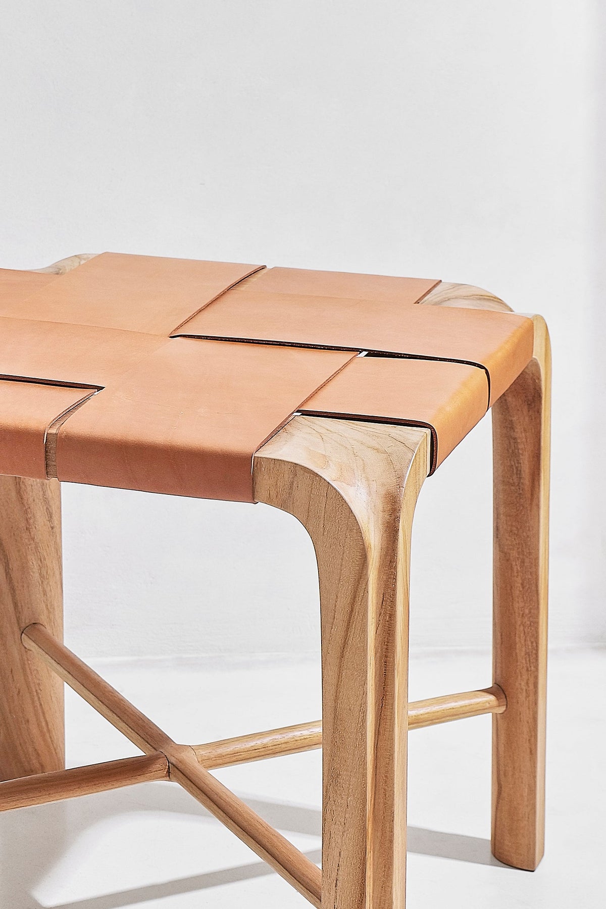Terra Crossed Leather Side Table